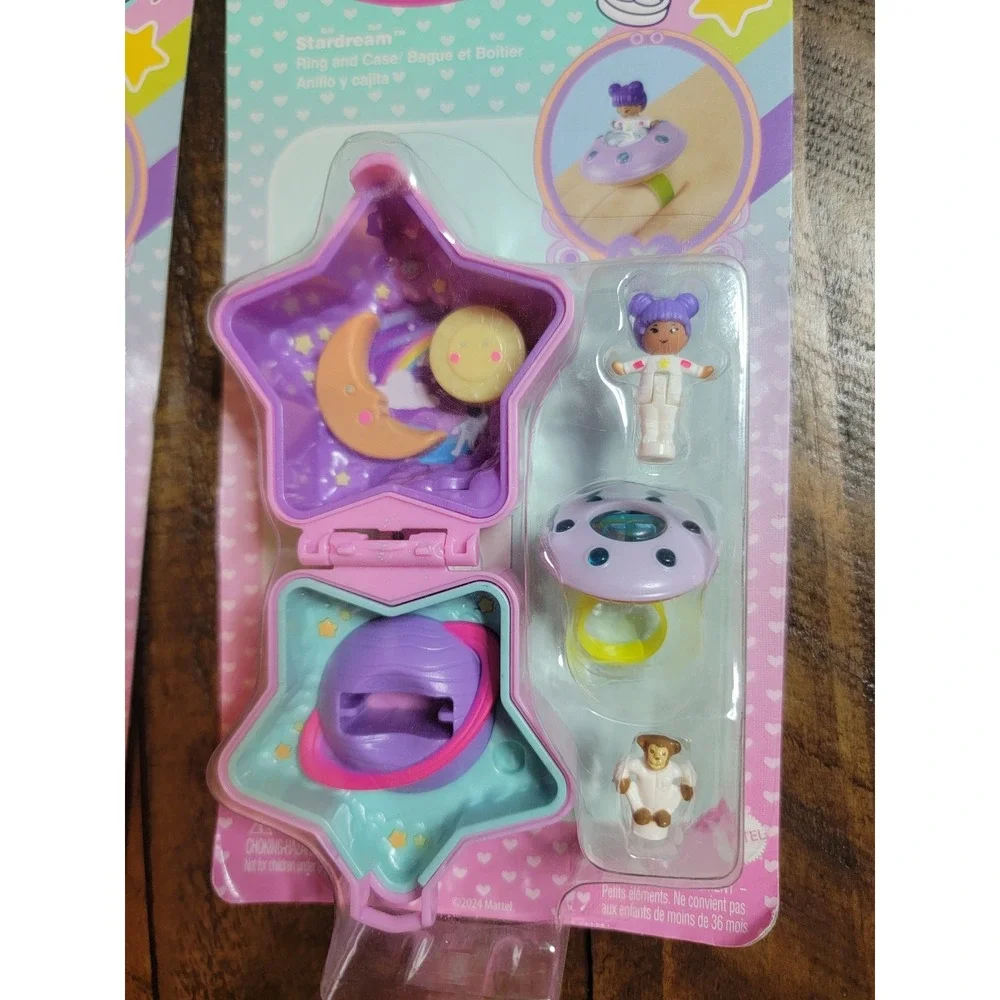Polly Pocket Keepsake Collection Fairy Meadow Stardream Ring Kids Purple New 2pk